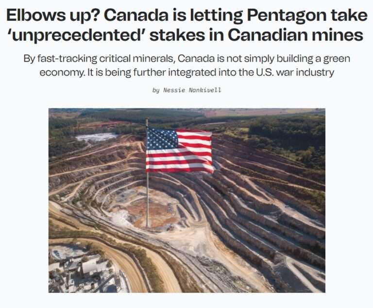 Elbows up? Canada is letting Pentagon take ‘unprecedented’ stakes in Canadian mines, by Nessie Nankivell
